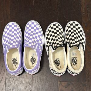 Vans Checkered Slip-On Shoes - Purple and Black